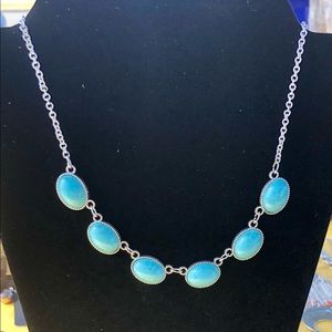 Silver and teal necklace